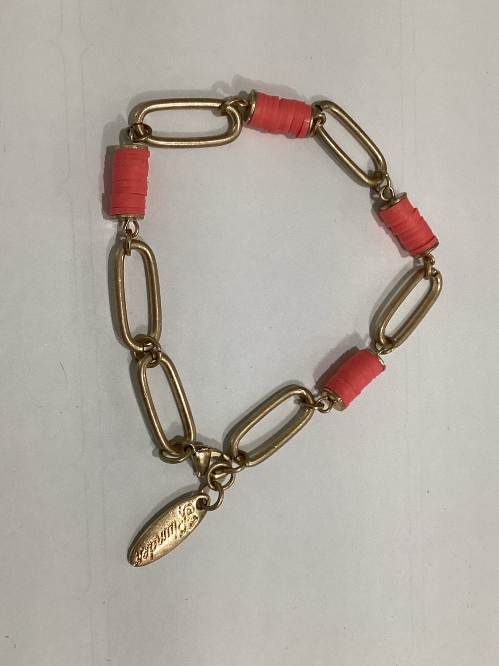 Plunder Gold Link Bracelet with Coral Beads